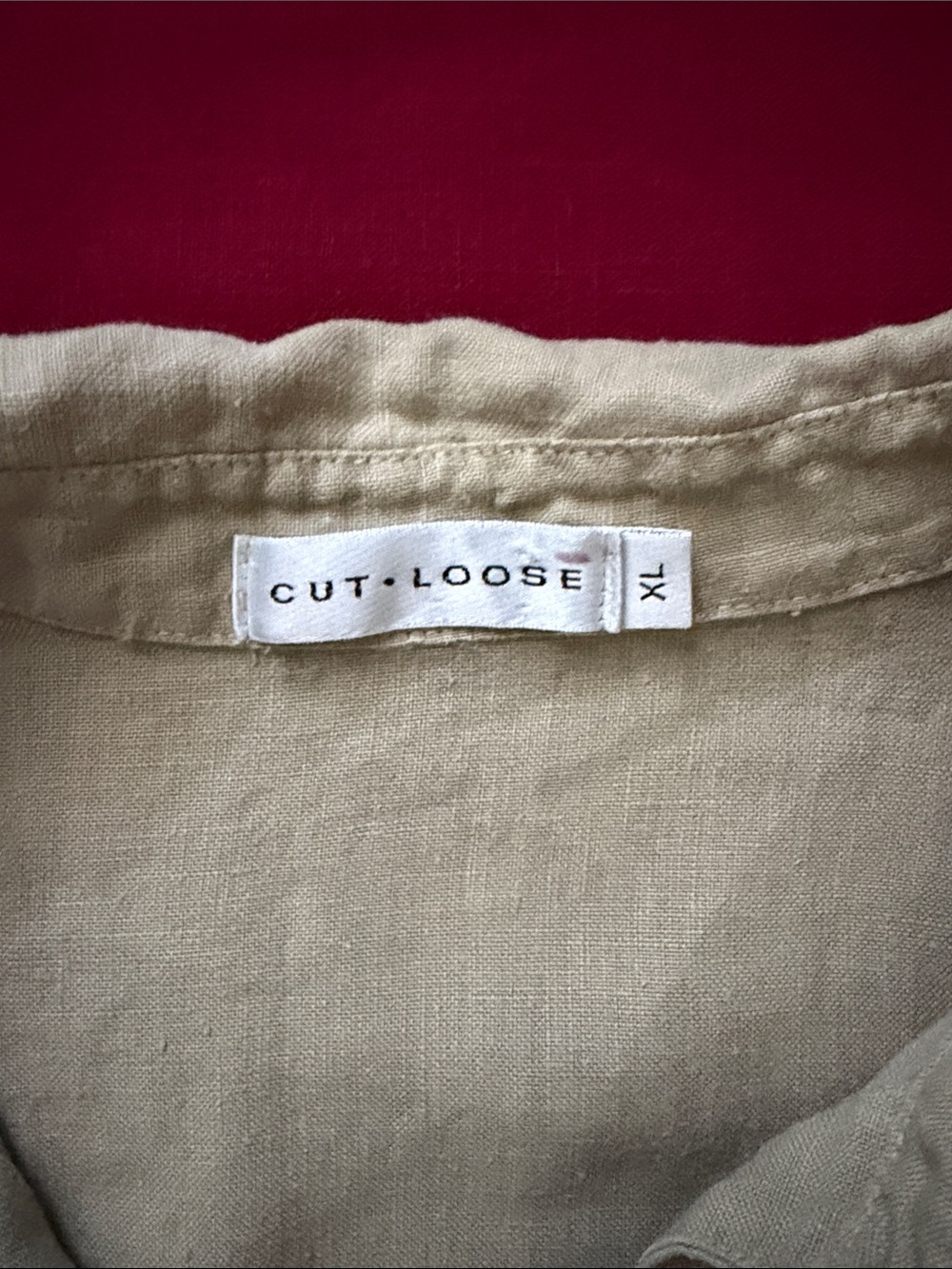 Cut Loose Sz XL Light Sage Linen v-necked Collared Top - Picture 7 of 13